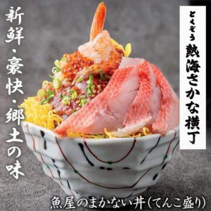 てんこ盛り魚屋のまかない丼 テレビ取材『テレビ東京 よじごじＤａｙｓ「熱海ぐるり周遊！仲良し親子が路線バスの旅」』金目鯛ひつまぶし重・てんこ盛り魚屋のまかない丼 とくぞう熱海さかな横丁（徳造丸熱海銀座通り店）